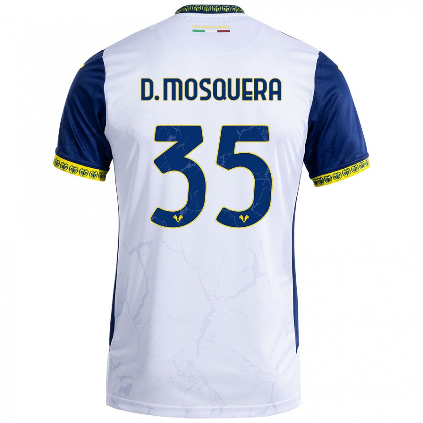 Niño Camiseta Daniel Mosquera #35 Blanco Azul 2ª Equipación 2024/25 La Camisa Argentina