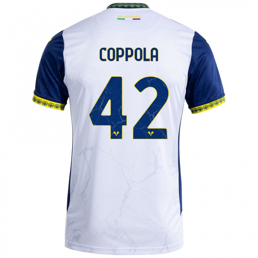 Niño Camiseta Diego Coppola #42 Blanco Azul 2ª Equipación 2024/25 La Camisa Argentina