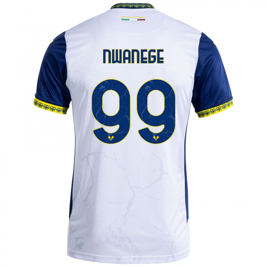 Niño Camiseta Karlson Nwanege #99 Blanco Azul 2ª Equipación 2024/25 La Camisa Argentina