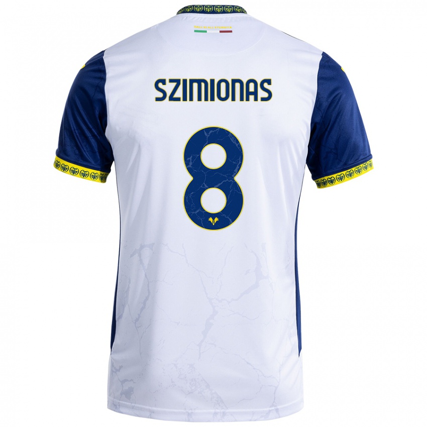 Niño Camiseta Luca Szimionas #8 Blanco Azul 2ª Equipación 2024/25 La Camisa Argentina