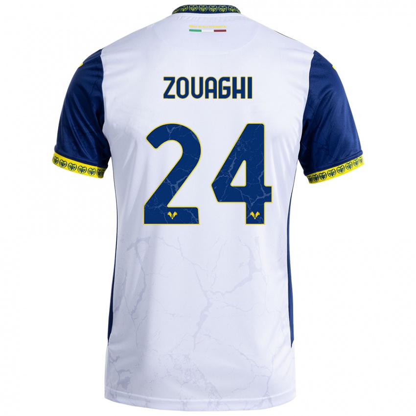 Niño Camiseta Thomas Zouaghi #24 Blanco Azul 2ª Equipación 2024/25 La Camisa Argentina