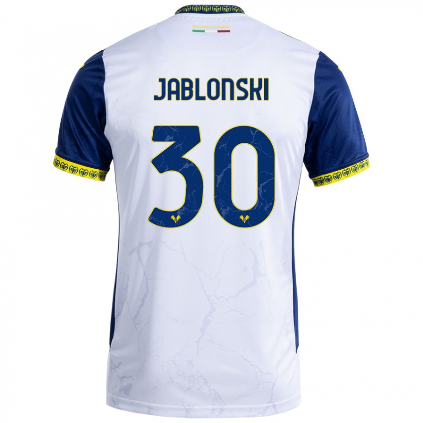 Niño Camiseta Darvin Jablonski #30 Blanco Azul 2ª Equipación 2024/25 La Camisa Argentina