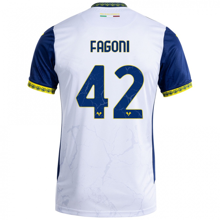 Niño Camiseta Marco Fagoni #42 Blanco Azul 2ª Equipación 2024/25 La Camisa Argentina