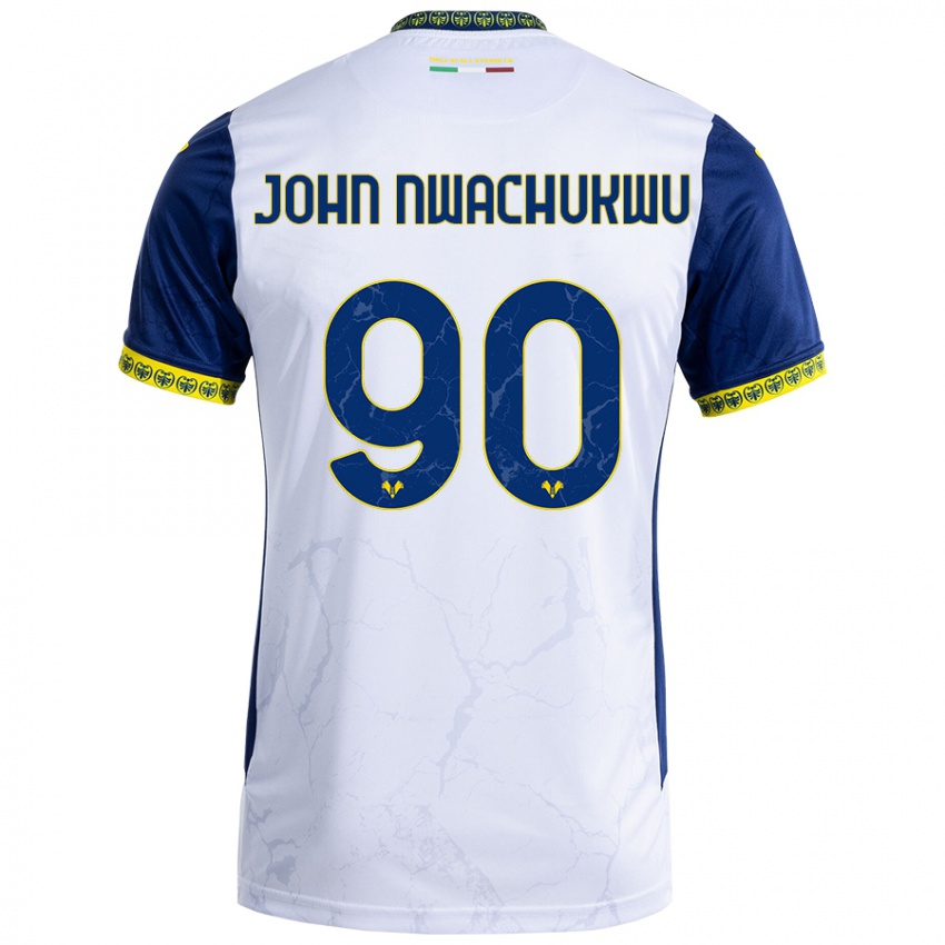 Niño Camiseta Samuel John Nwachukwu #90 Blanco Azul 2ª Equipación 2024/25 La Camisa Argentina