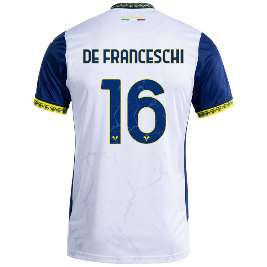 Niño Camiseta Edoardo De Franceschi #16 Blanco Azul 2ª Equipación 2024/25 La Camisa Argentina