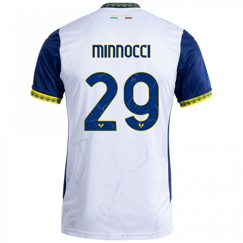 Niño Camiseta Valerio Minnocci #29 Blanco Azul 2ª Equipación 2024/25 La Camisa Argentina