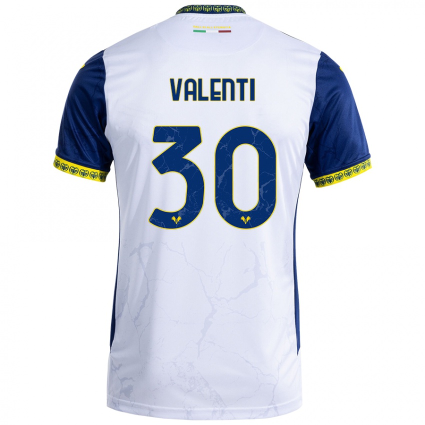 Niño Camiseta Francesco Valenti #30 Blanco Azul 2ª Equipación 2024/25 La Camisa Argentina