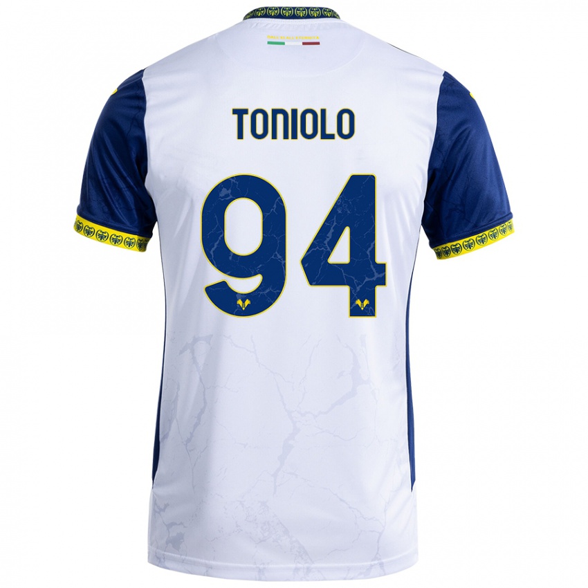 Niño Camiseta Giacomo Toniolo #94 Blanco Azul 2ª Equipación 2024/25 La Camisa Argentina