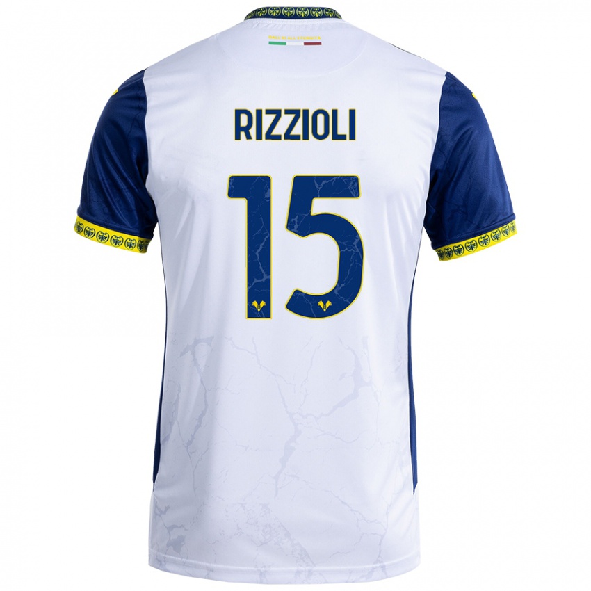 Niño Camiseta Gaia Rizzioli #15 Blanco Azul 2ª Equipación 2024/25 La Camisa Argentina