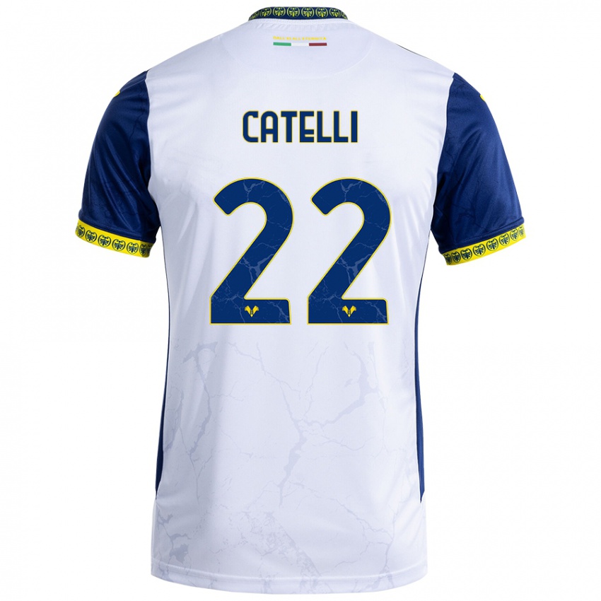 Niño Camiseta Anna Catelli #22 Blanco Azul 2ª Equipación 2024/25 La Camisa Argentina