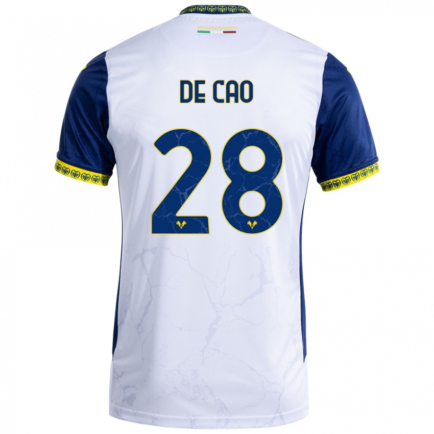 Niño Camiseta Elena De Cao #28 Blanco Azul 2ª Equipación 2024/25 La Camisa Argentina