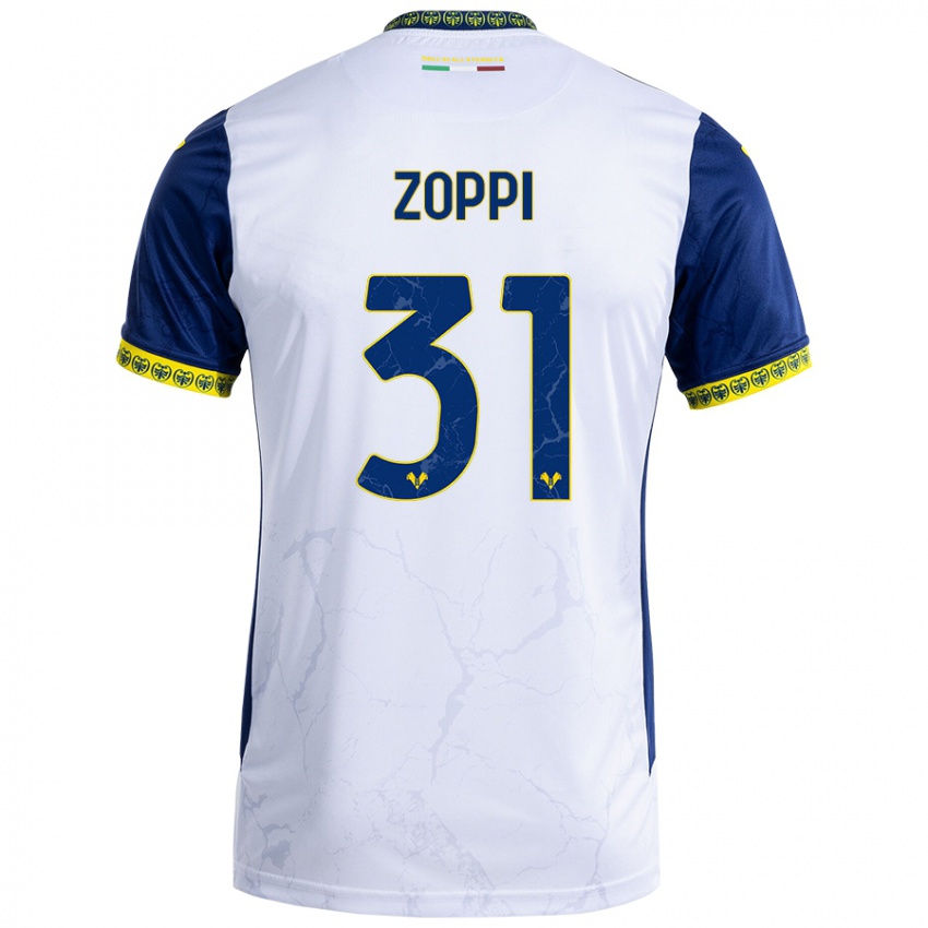 Niño Camiseta Sofia Zoppi #31 Blanco Azul 2ª Equipación 2024/25 La Camisa Argentina