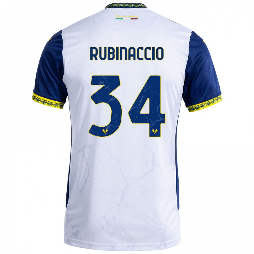 Niño Camiseta Nikol Rubinaccio #34 Blanco Azul 2ª Equipación 2024/25 La Camisa Argentina