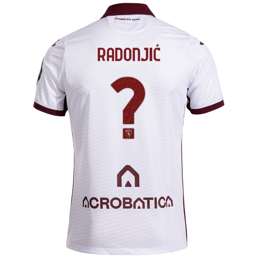 Niño Camiseta Nemanja Radonjic #0 Blanco Granate 2ª Equipación 2024/25 La Camisa Argentina