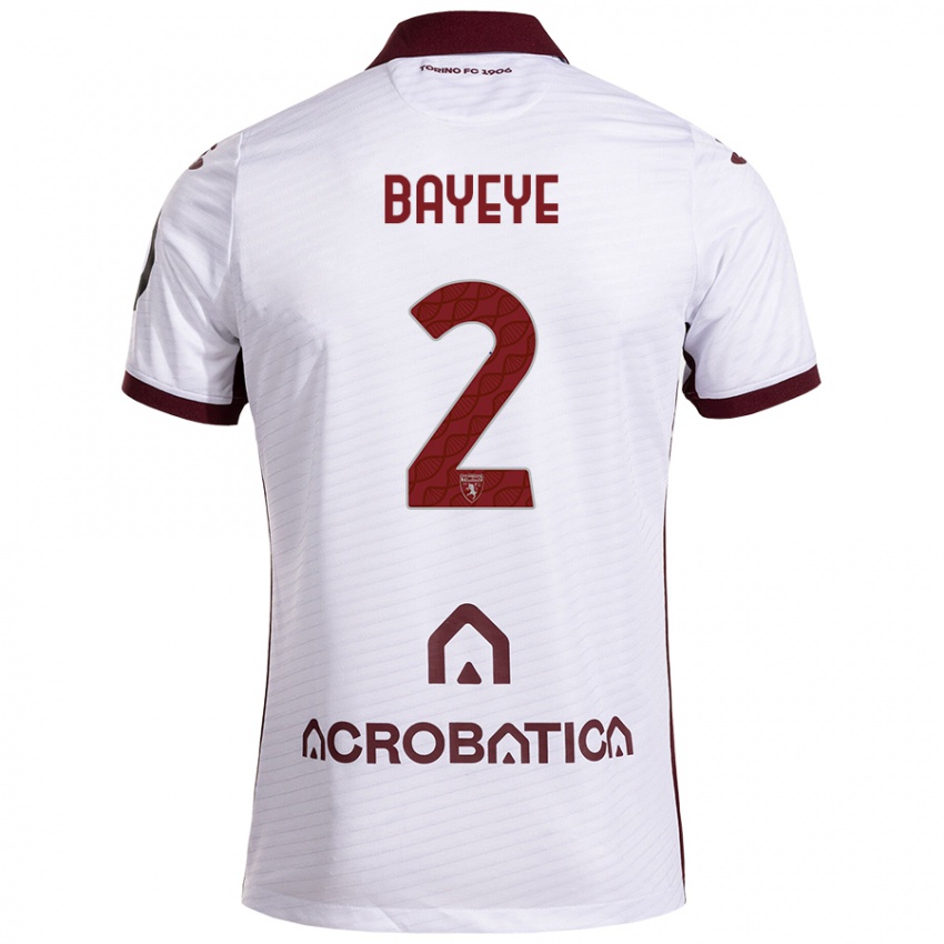 Niño Camiseta Brian Bayeye #2 Blanco Granate 2ª Equipación 2024/25 La Camisa Argentina