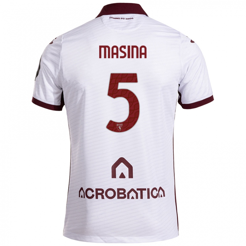 Niño Camiseta Adam Masina #5 Blanco Granate 2ª Equipación 2024/25 La Camisa Argentina