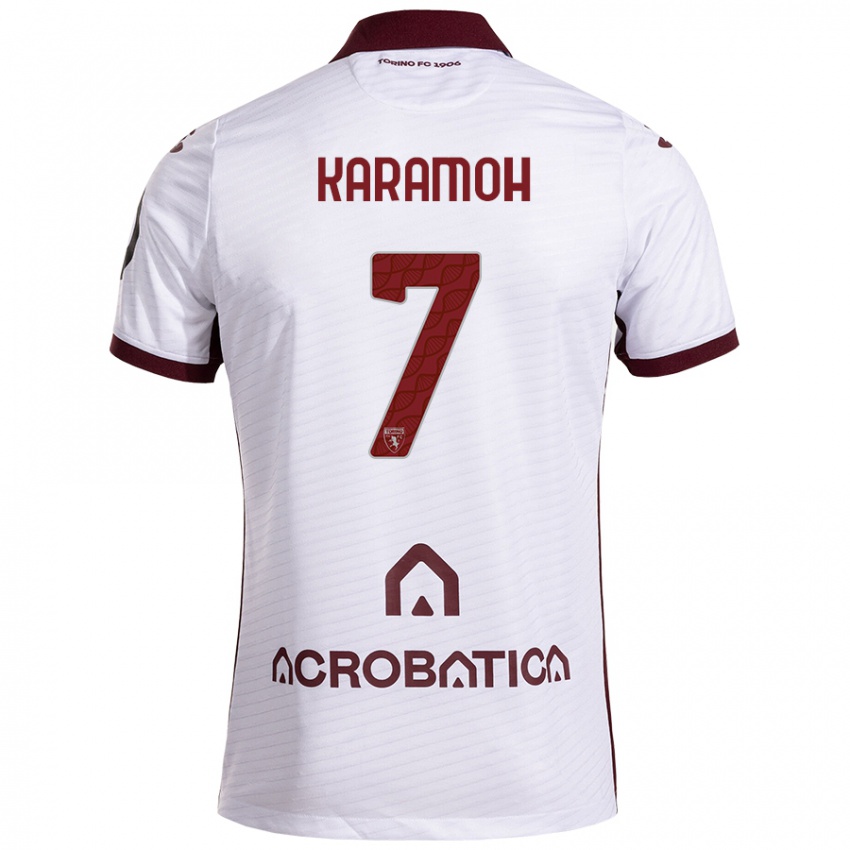 Niño Camiseta Yann Karamoh #7 Blanco Granate 2ª Equipación 2024/25 La Camisa Argentina