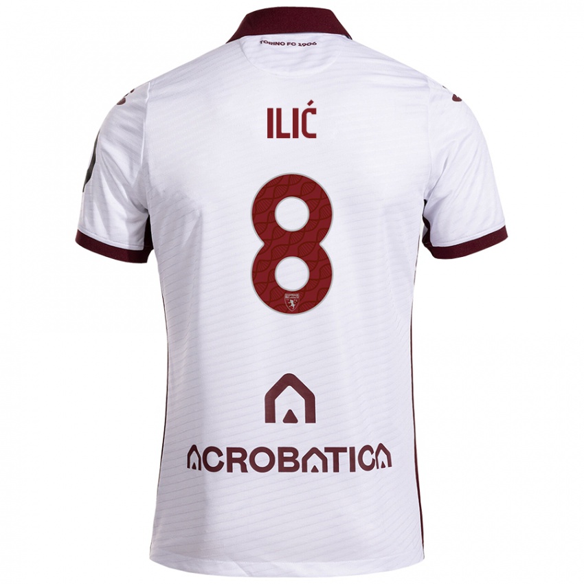 Niño Camiseta Ivan Ilić #8 Blanco Granate 2ª Equipación 2024/25 La Camisa Argentina