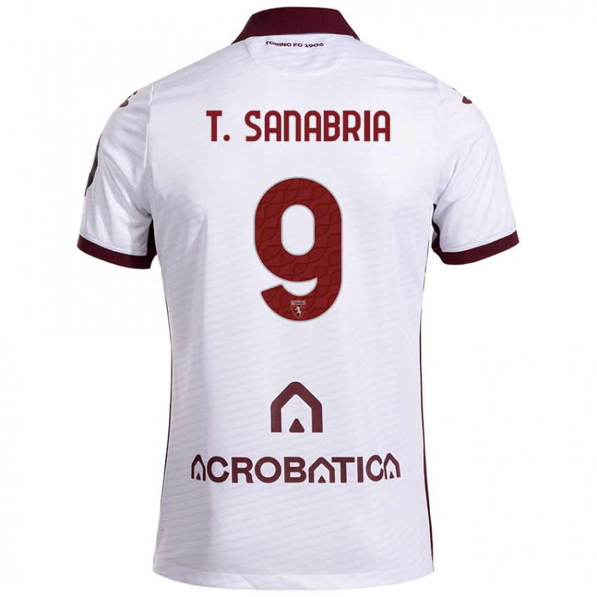 Niño Camiseta Antonio Sanabria #9 Blanco Granate 2ª Equipación 2024/25 La Camisa Argentina