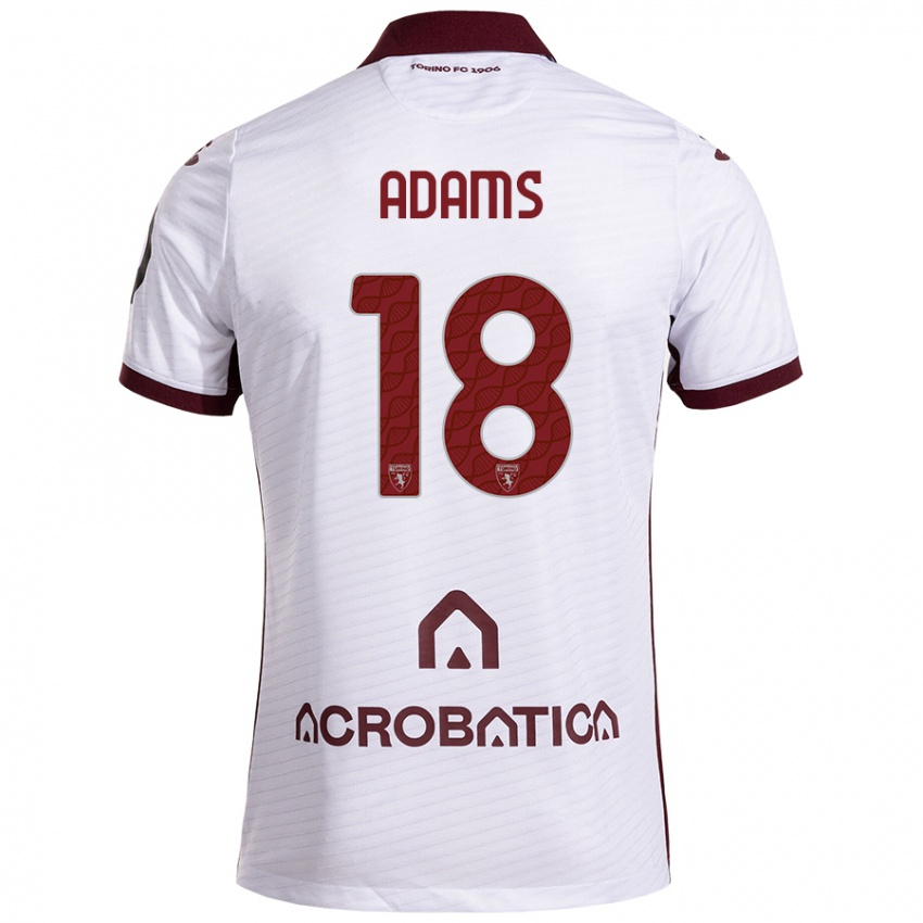 Niño Camiseta Ché Adams #18 Blanco Granate 2ª Equipación 2024/25 La Camisa Argentina