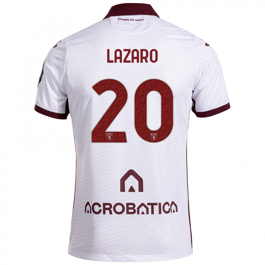 Niño Camiseta Valentino Lazaro #20 Blanco Granate 2ª Equipación 2024/25 La Camisa Argentina