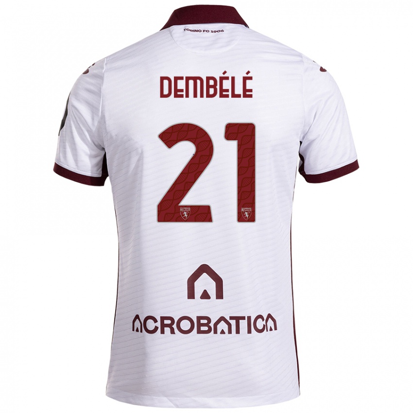 Niño Camiseta Ali Dembélé #21 Blanco Granate 2ª Equipación 2024/25 La Camisa Argentina