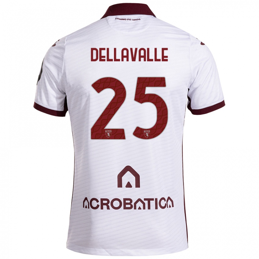 Niño Camiseta Alessandro Dellavalle #25 Blanco Granate 2ª Equipación 2024/25 La Camisa Argentina