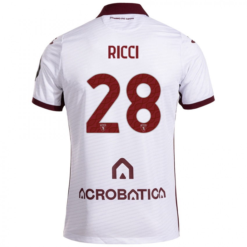 Niño Camiseta Samuele Ricci #28 Blanco Granate 2ª Equipación 2024/25 La Camisa Argentina