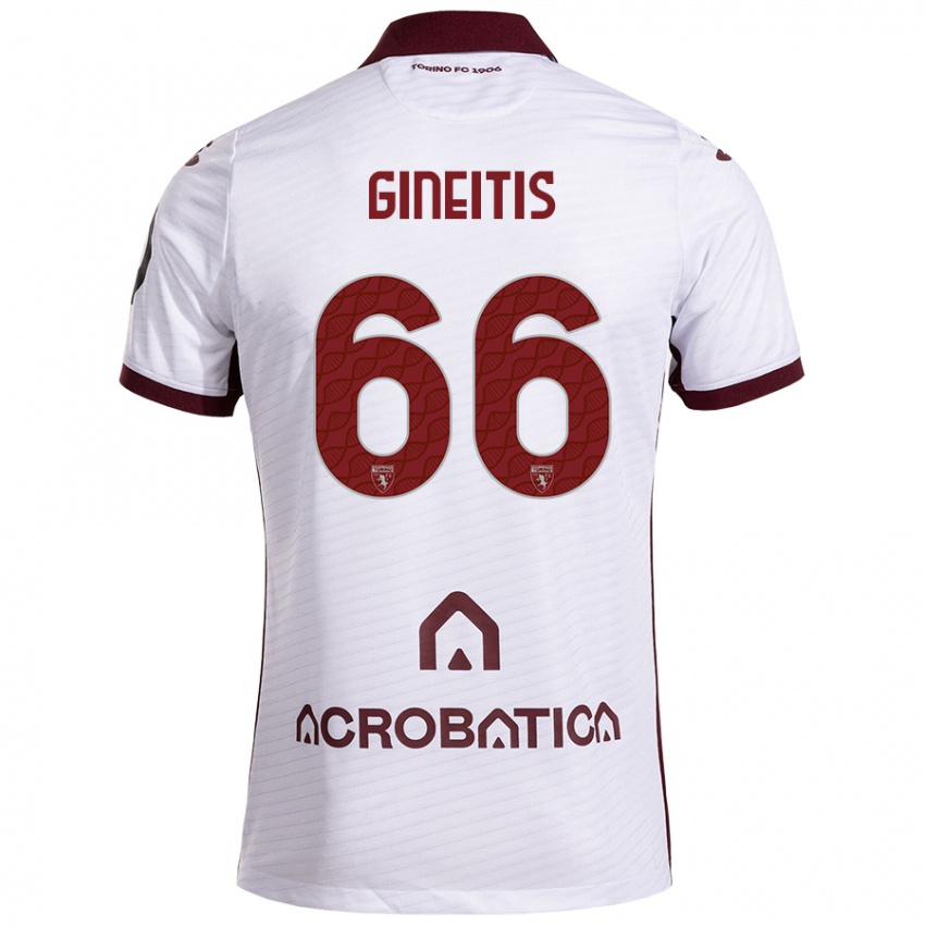 Niño Camiseta Gvidas Gineitis #66 Blanco Granate 2ª Equipación 2024/25 La Camisa Argentina