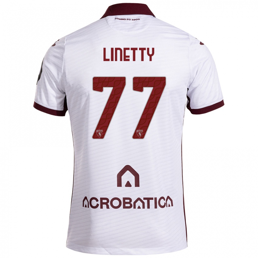 Niño Camiseta Karol Linetty #77 Blanco Granate 2ª Equipación 2024/25 La Camisa Argentina