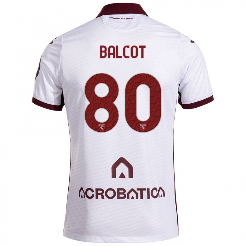 Niño Camiseta Côme Bianay Balcot #80 Blanco Granate 2ª Equipación 2024/25 La Camisa Argentina