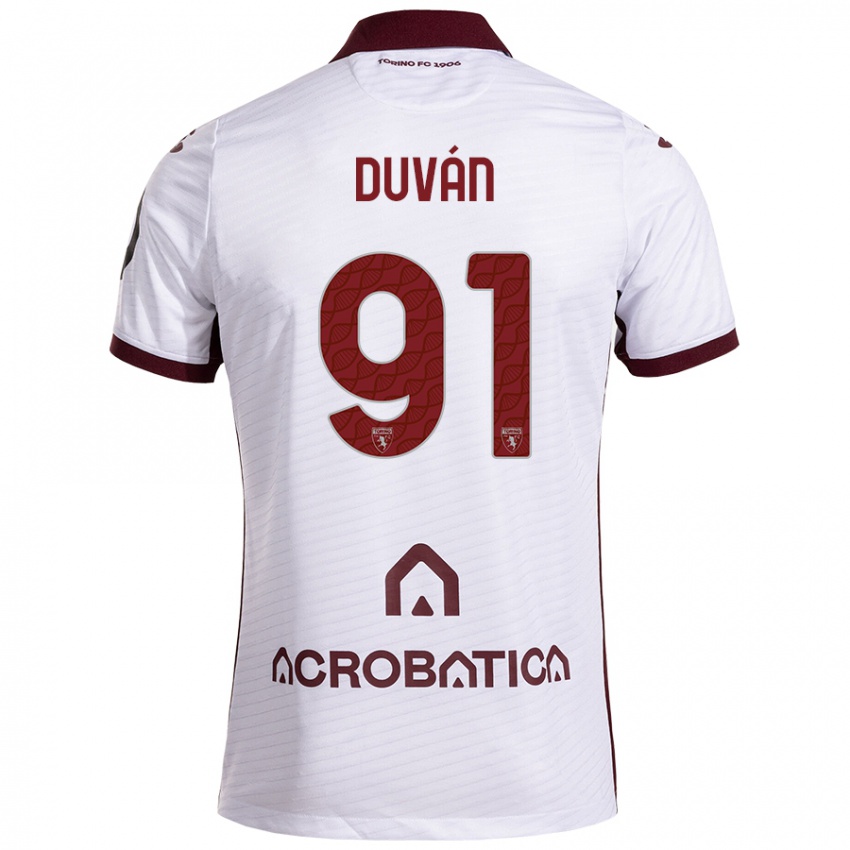 Niño Camiseta Duván Zapata #91 Blanco Granate 2ª Equipación 2024/25 La Camisa Argentina