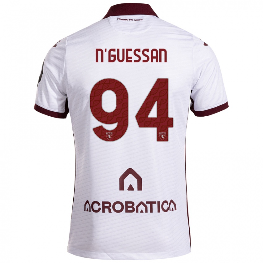 Niño Camiseta Ange Caumenan N'guessan #94 Blanco Granate 2ª Equipación 2024/25 La Camisa Argentina