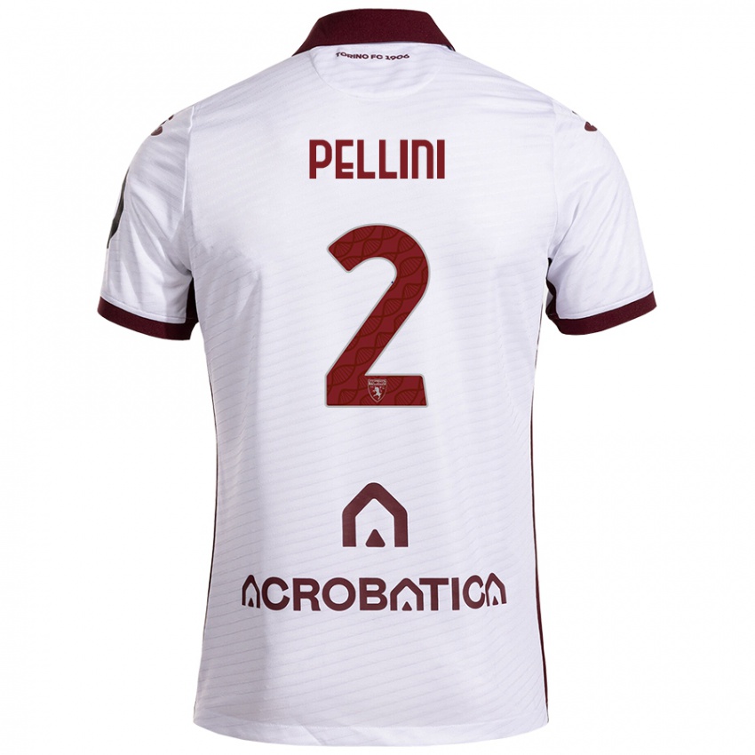 Niño Camiseta Mattia Pellini #2 Blanco Granate 2ª Equipación 2024/25 La Camisa Argentina