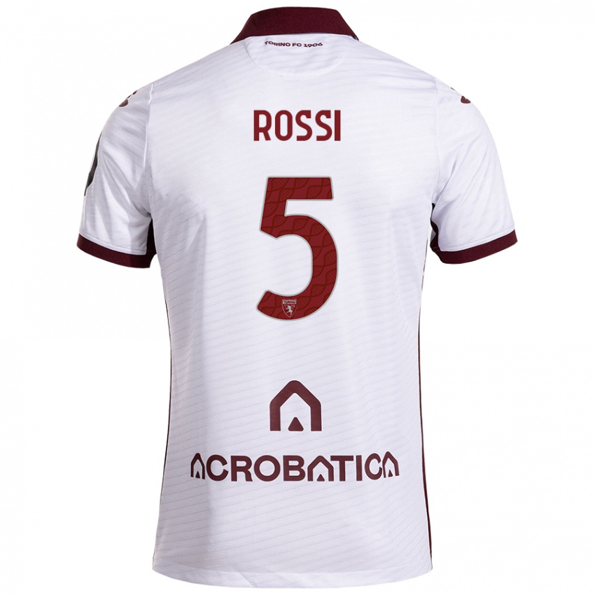 Niño Camiseta Simone Rossi #5 Blanco Granate 2ª Equipación 2024/25 La Camisa Argentina