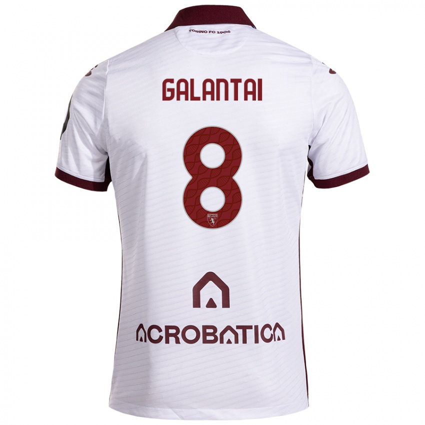 Niño Camiseta Tamás Galántai #8 Blanco Granate 2ª Equipación 2024/25 La Camisa Argentina