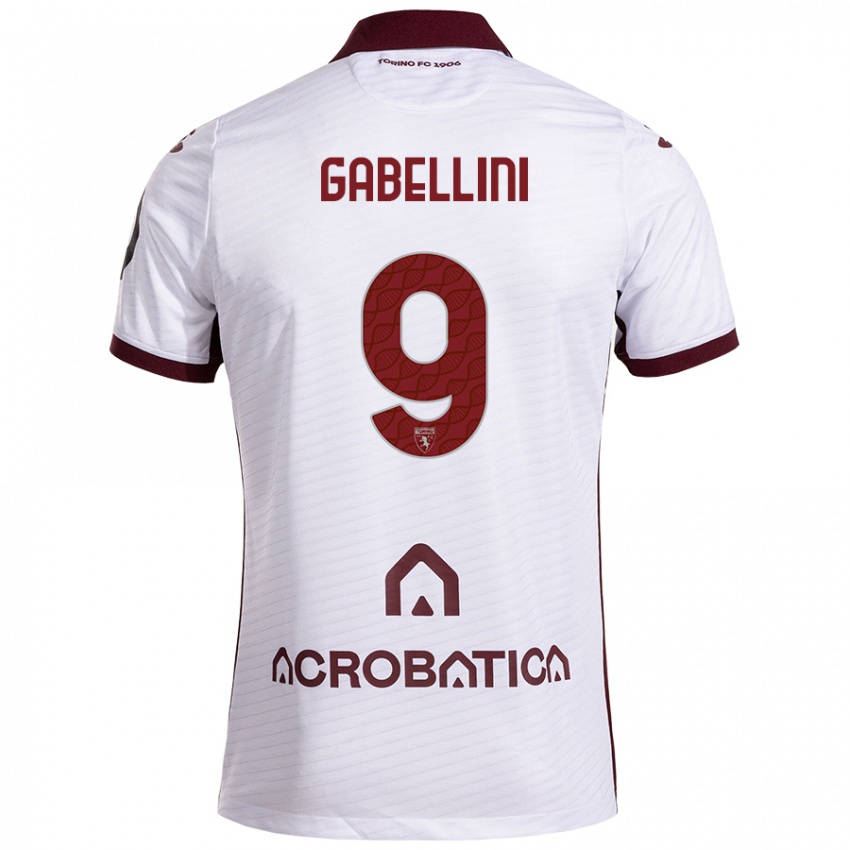 Niño Camiseta Tommaso Gabellini #9 Blanco Granate 2ª Equipación 2024/25 La Camisa Argentina