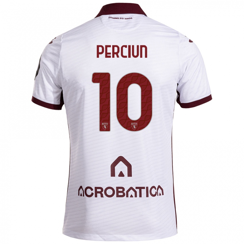 Niño Camiseta Sergiu Perciun #10 Blanco Granate 2ª Equipación 2024/25 La Camisa Argentina