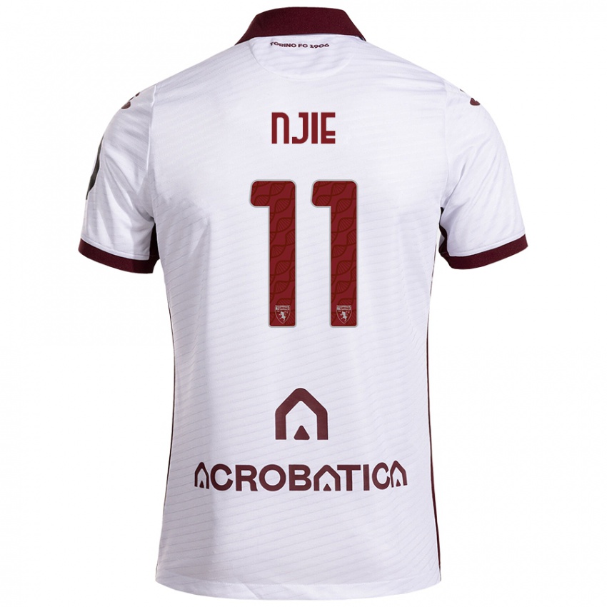 Niño Camiseta Alieu Njie #11 Blanco Granate 2ª Equipación 2024/25 La Camisa Argentina