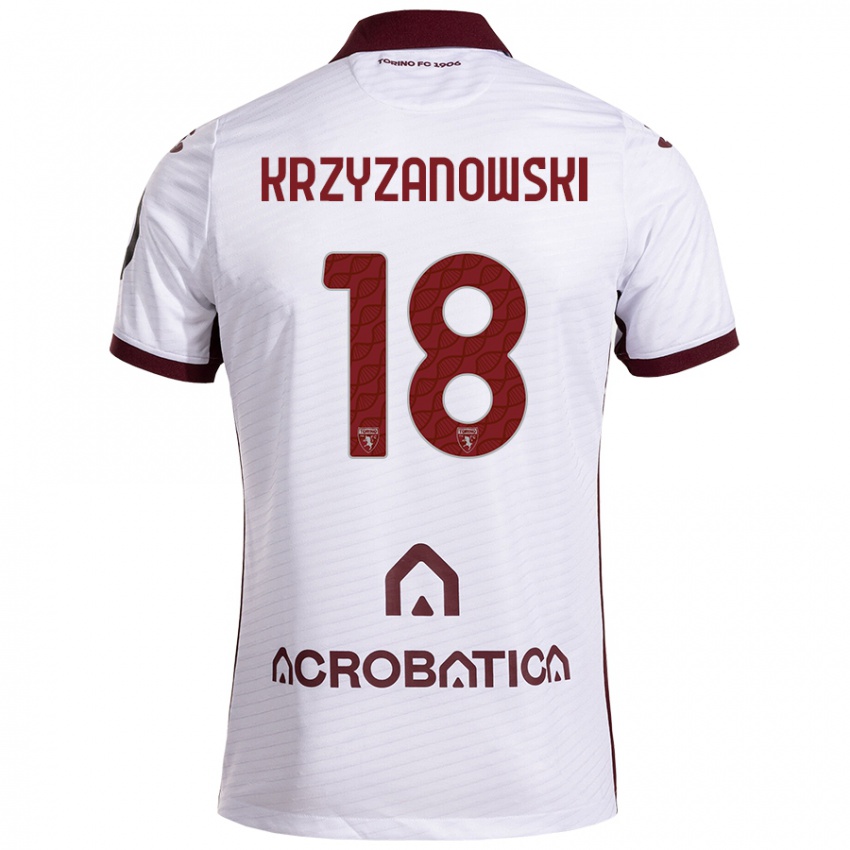 Niño Camiseta Jakub Krzyzanowski #18 Blanco Granate 2ª Equipación 2024/25 La Camisa Argentina