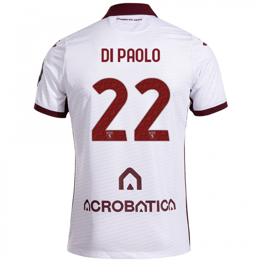 Niño Camiseta Sebastiano Di Paolo #22 Blanco Granate 2ª Equipación 2024/25 La Camisa Argentina