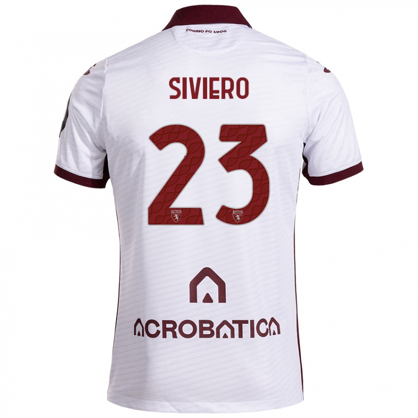 Niño Camiseta Lapo Siviero #23 Blanco Granate 2ª Equipación 2024/25 La Camisa Argentina