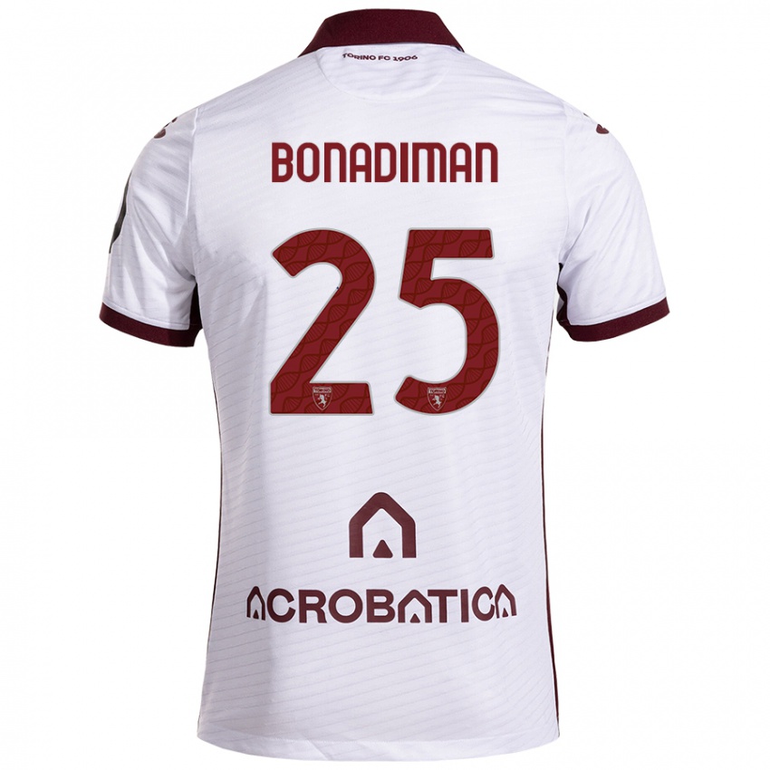 Niño Camiseta Matteo Bonadiman #25 Blanco Granate 2ª Equipación 2024/25 La Camisa Argentina