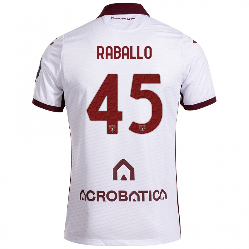 Niño Camiseta Alessio Raballo #45 Blanco Granate 2ª Equipación 2024/25 La Camisa Argentina