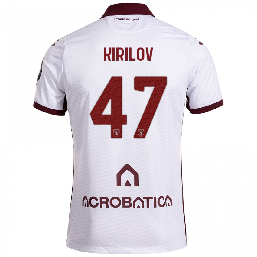 Niño Camiseta Martin Kirilov #47 Blanco Granate 2ª Equipación 2024/25 La Camisa Argentina