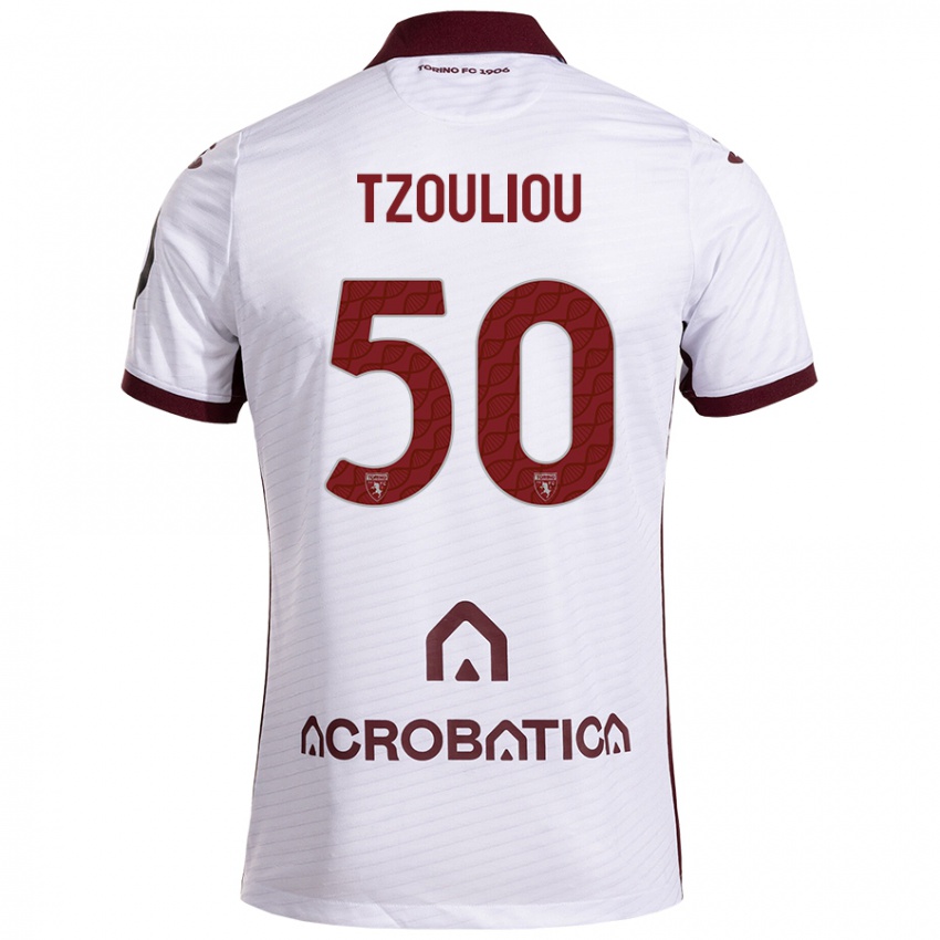 Niño Camiseta Dimitrianos Tzouliou #50 Blanco Granate 2ª Equipación 2024/25 La Camisa Argentina