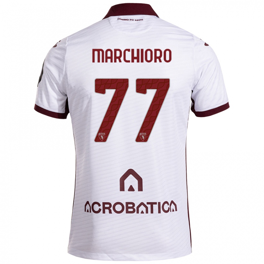 Niño Camiseta Raffaele Marchioro #77 Blanco Granate 2ª Equipación 2024/25 La Camisa Argentina