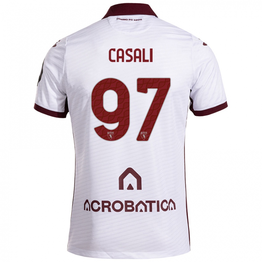 Niño Camiseta Michele Casali #97 Blanco Granate 2ª Equipación 2024/25 La Camisa Argentina