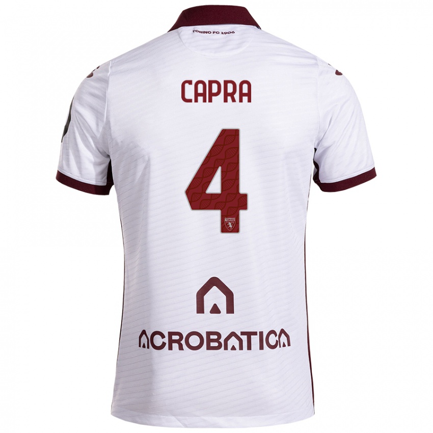 Niño Camiseta Valentina Capra #4 Blanco Granate 2ª Equipación 2024/25 La Camisa Argentina