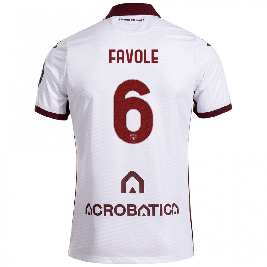 Niño Camiseta Stefania Favole #6 Blanco Granate 2ª Equipación 2024/25 La Camisa Argentina